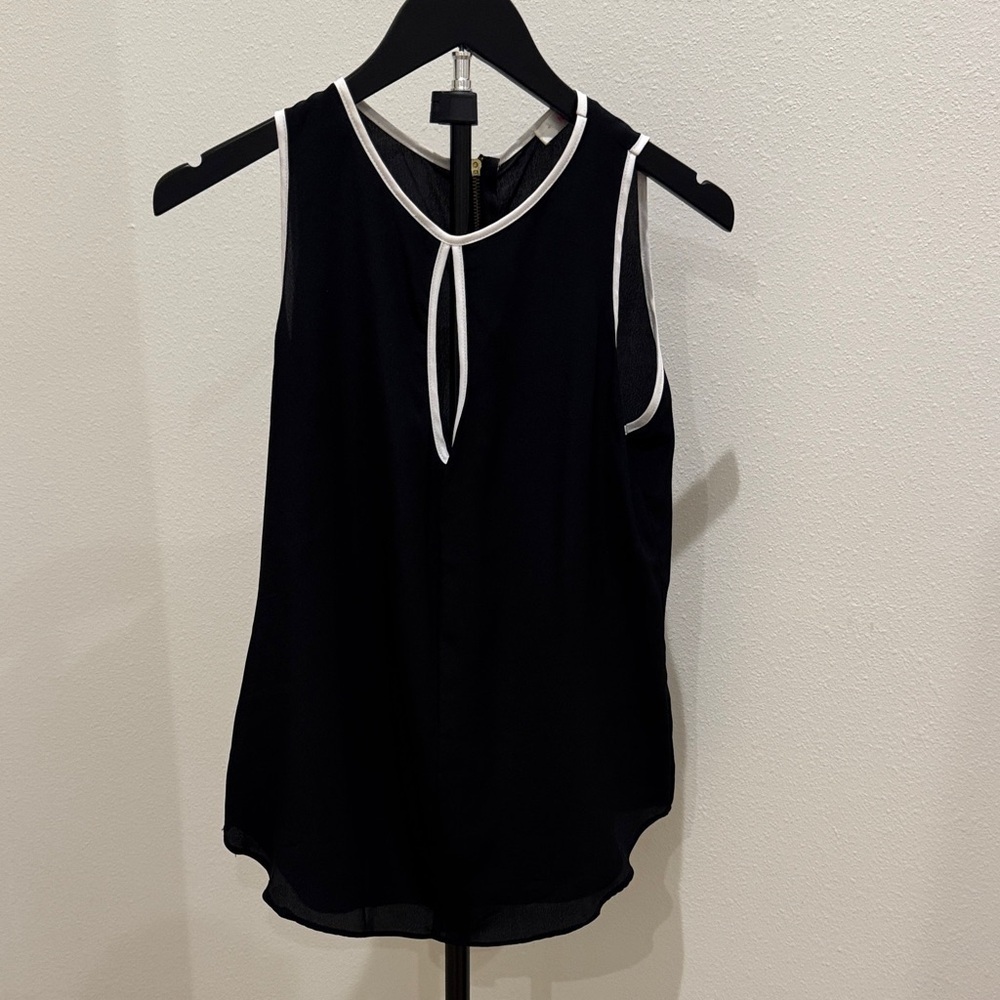 Naven Black‎ Sleeveless silk Camisole with White Trim